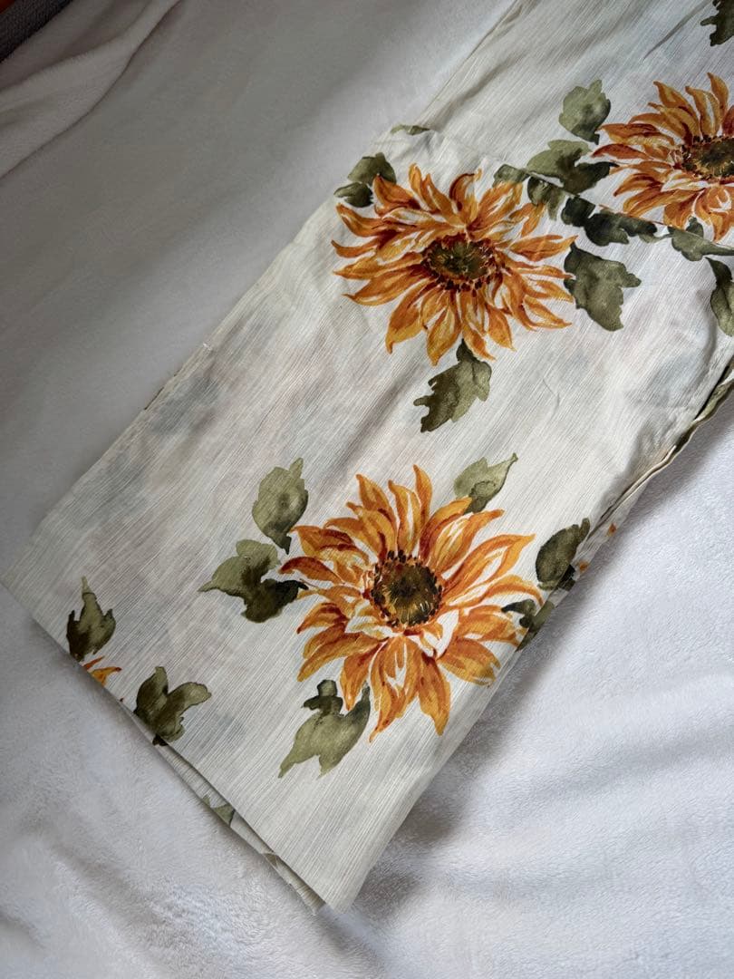 ひまわり柄浴衣・ブラウン帯セット BOTAN 二部式浴衣 3点 セット 帯 下駄 花柄 簡単 セパレート 浴衣