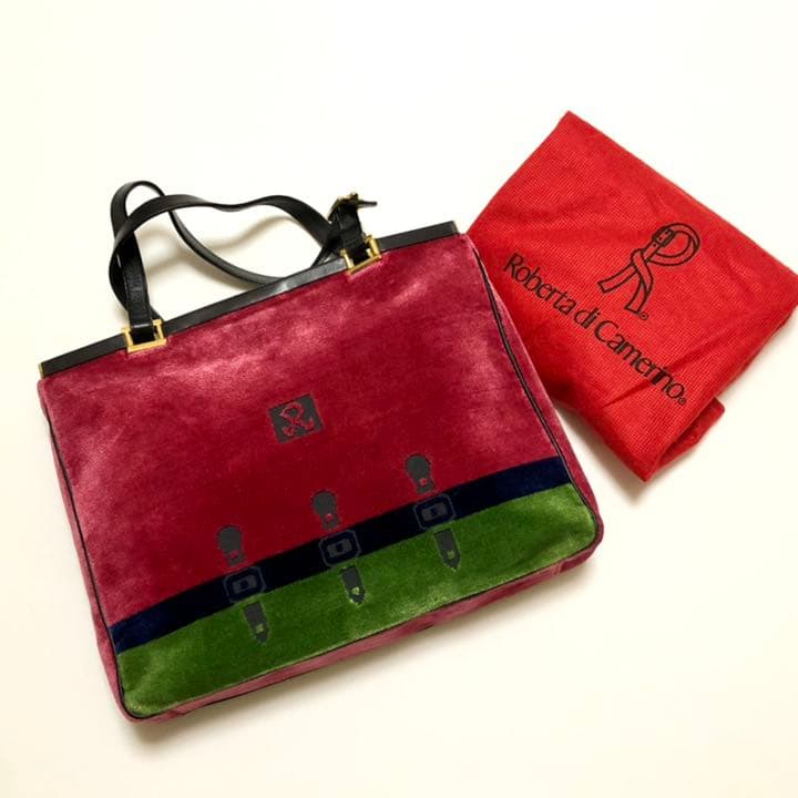 未使用品】ロベルタ・ディ・カメリーノ ベルベット ハンドバッグ