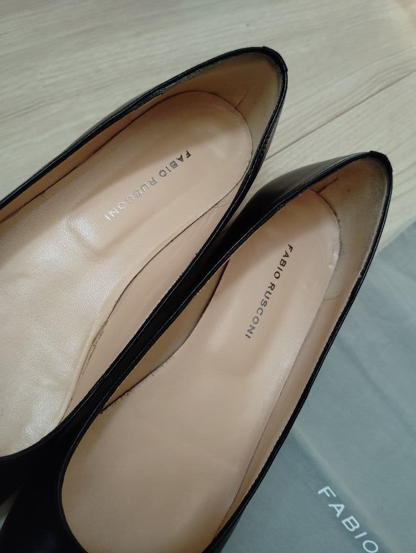 FABIO RUSCONI スクエアトウ　ローヒールパンプス 23.5cm　黒