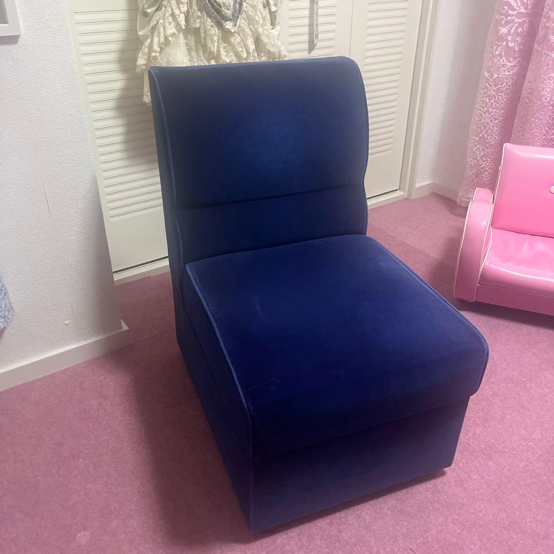 喫茶店 レトロ 1人掛け ソファ 青 - メルカリ