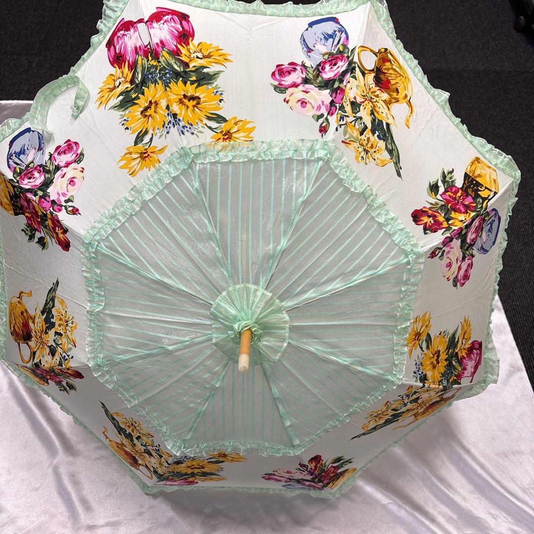 ノンノンドール☆日傘　裏側レース張り 日傘 折りたたみ 完全遮光 軽量 遮熱 ラッセルレース 二重張り 総