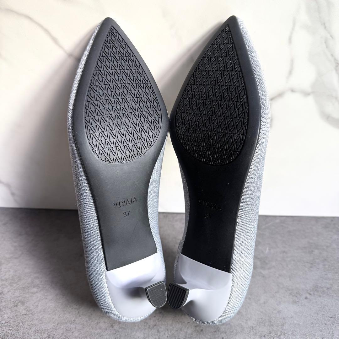 新品 VIVAIA ポインテッドトゥ パンプス 37 23.5cm グレー