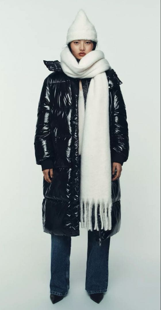 ○ZARA○ザラ○M○シャイニーロングアノラック○ロングダウンタイプ