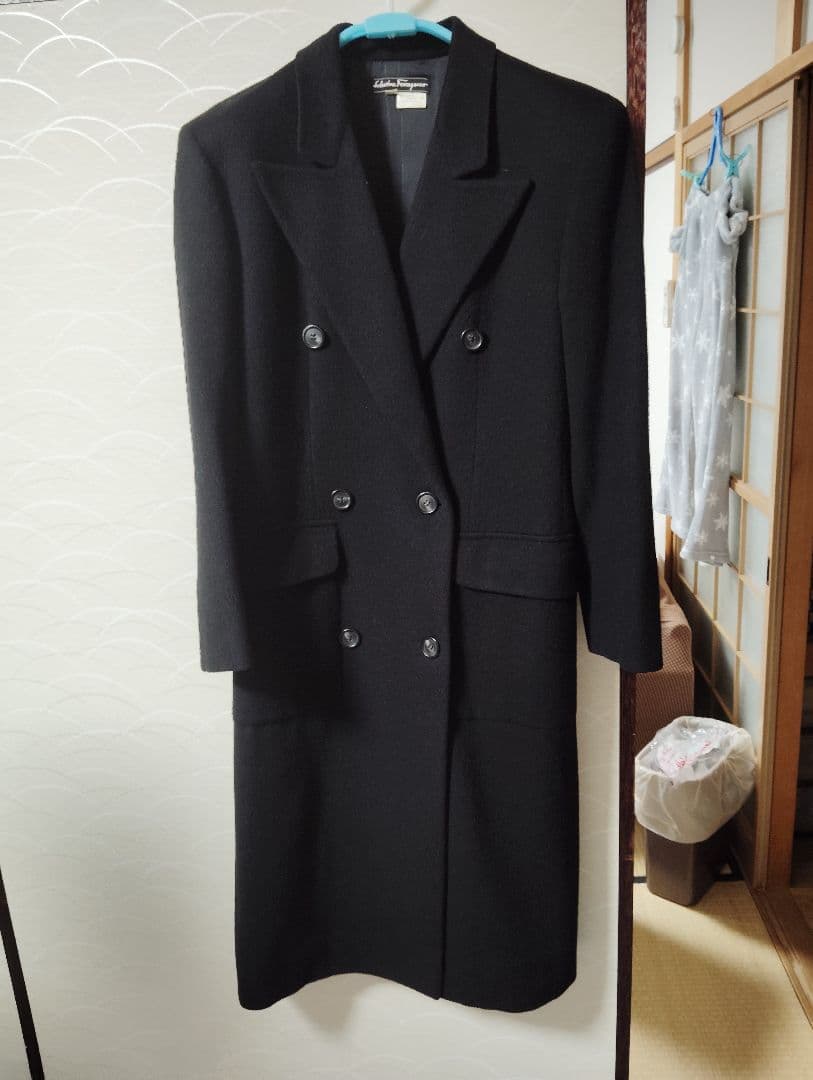 ビンテージフェラガモ　コート　キャメル　着丈108cm ジュノア JUNOAH サイドスリットロングチェスターコート （キャメル