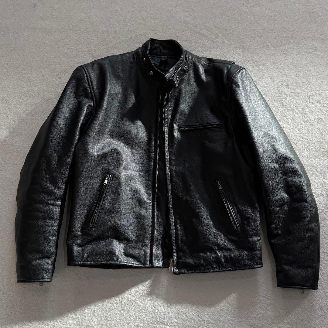 AXEL シングルライダースジャケット キルティング 牛革 黒 大きい