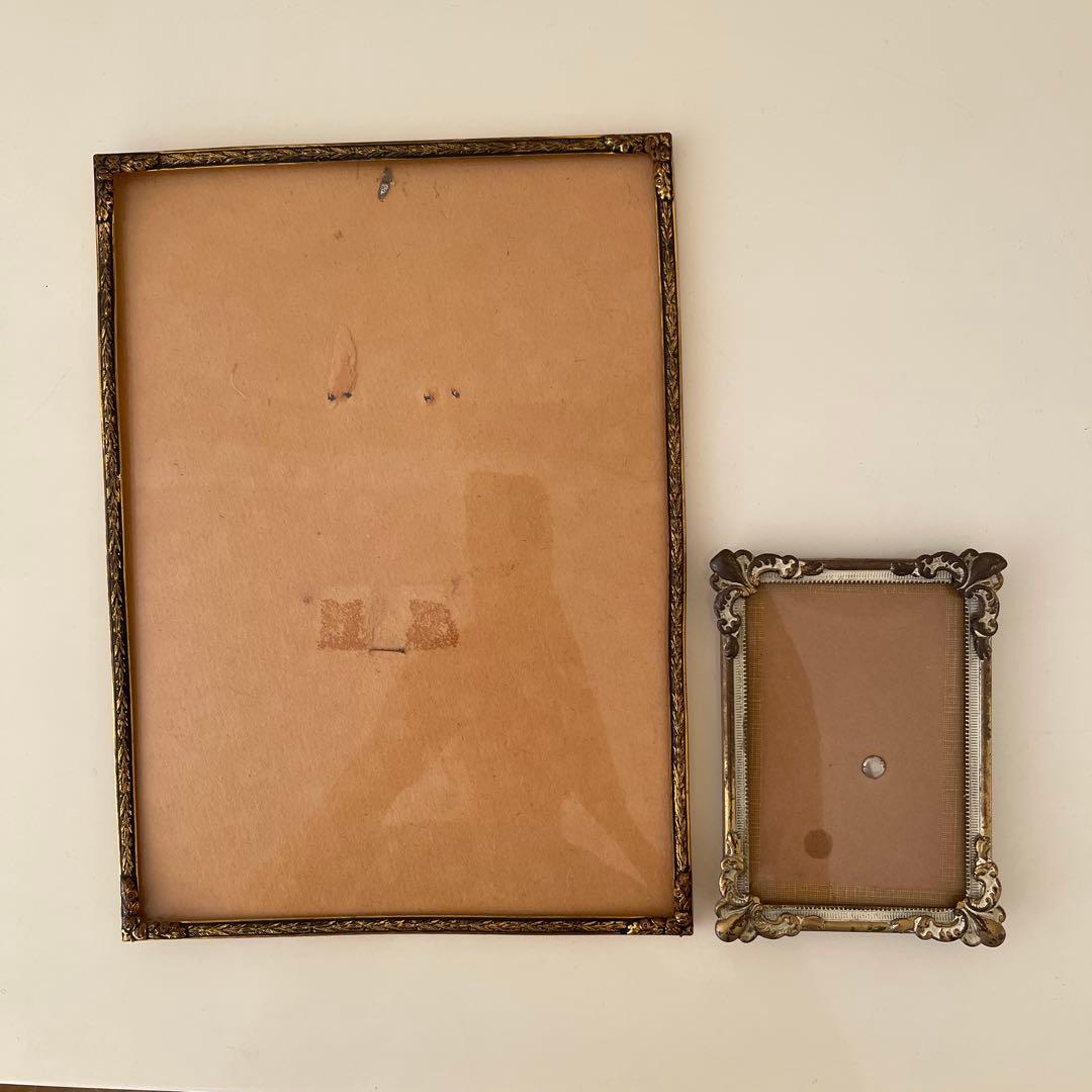 vintage flame 装飾の美しいフレーム 3点 真鍮と木製 - restru.cloud