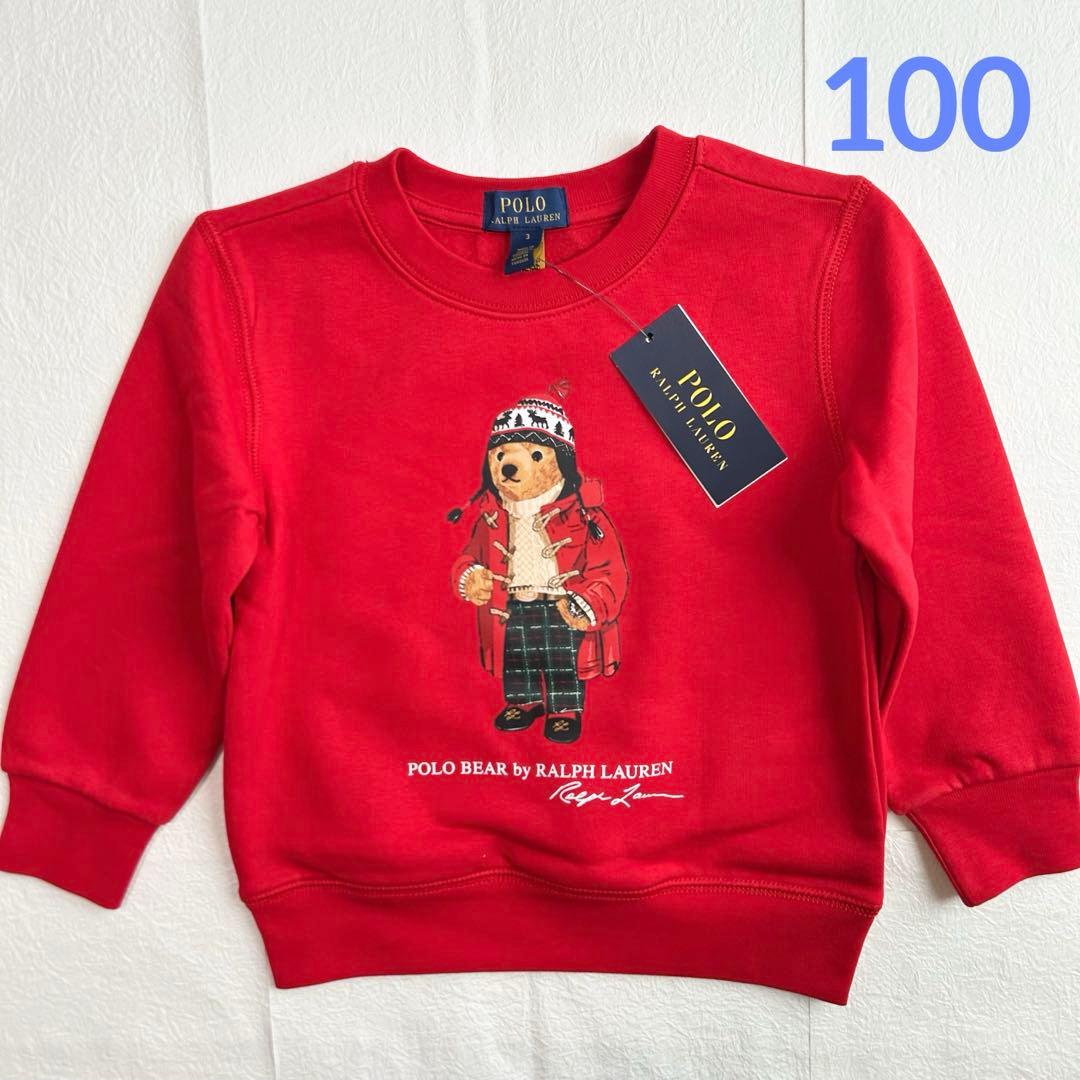 12/13まで限定】ラルフローレンポロベアフリーススウェット レッド 100