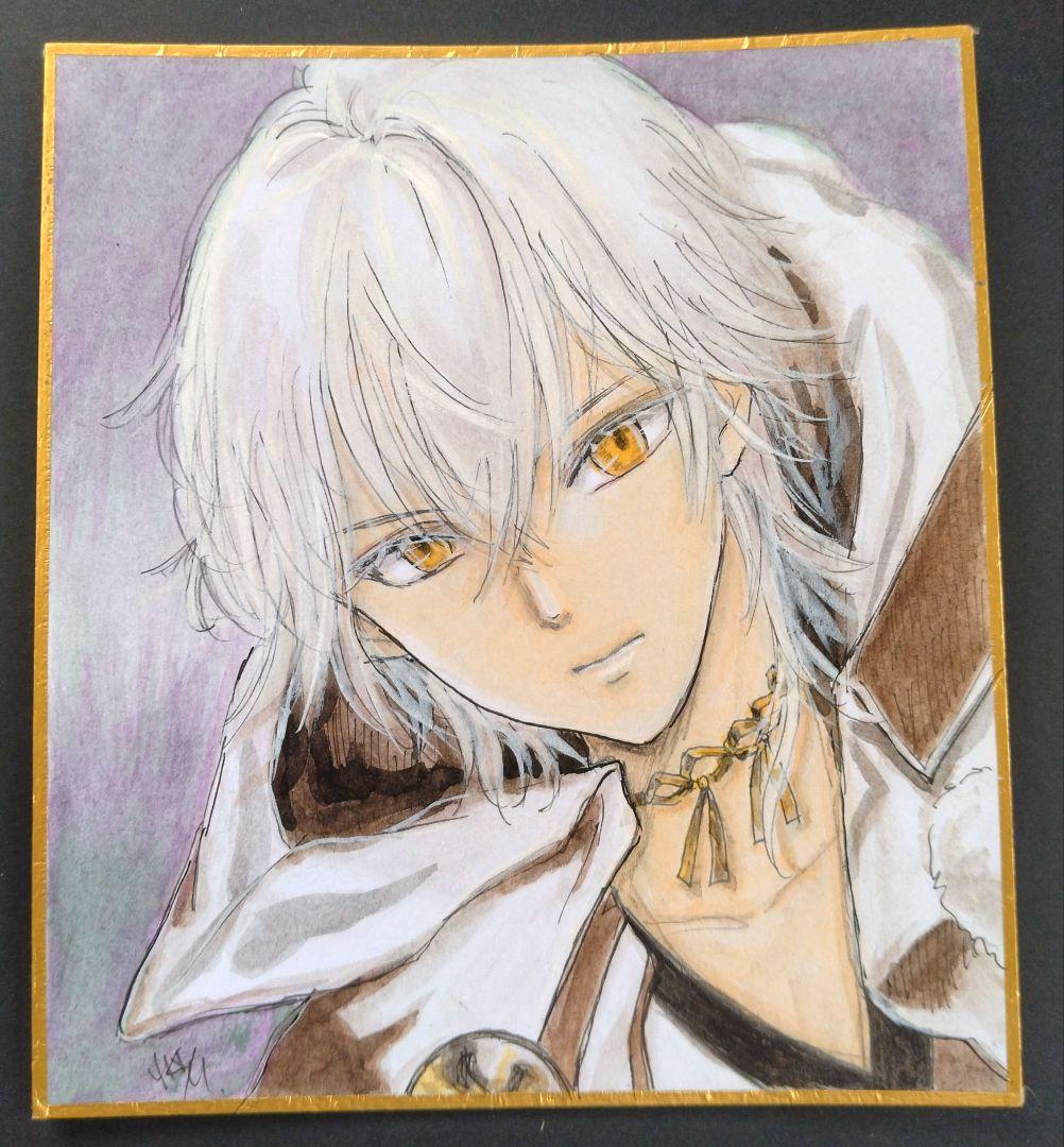 手描きイラスト ファンアート アナログ 原画 刀剣乱舞 鶴丸国永 色紙