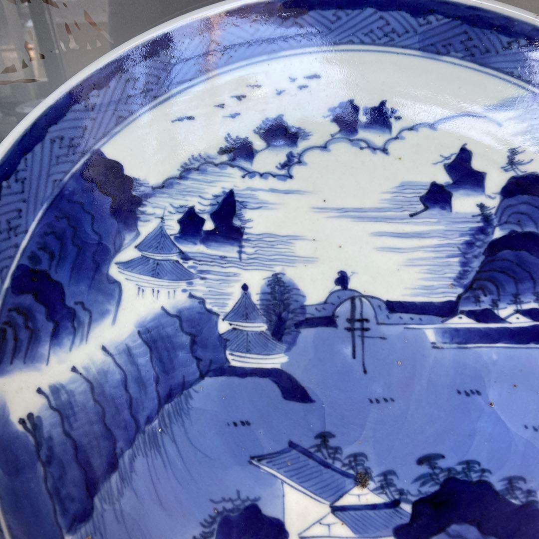 古伊万里染付蒼嶺飛禽図大皿 - メルカリ