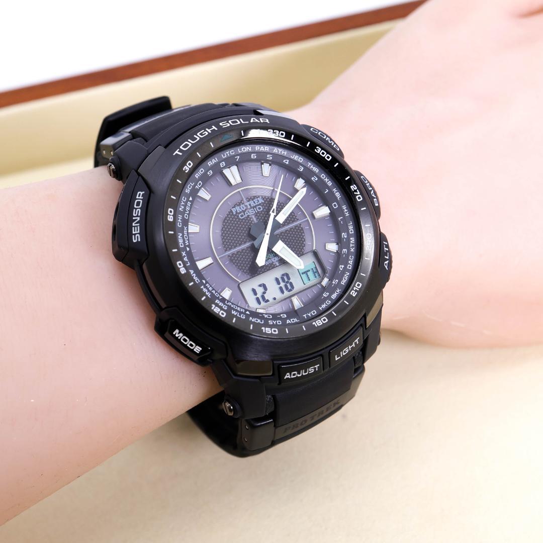 稼働 CASIO PROTRK 腕時計 電波ソーラー アナデジ 外箱 2899 - メルカリ