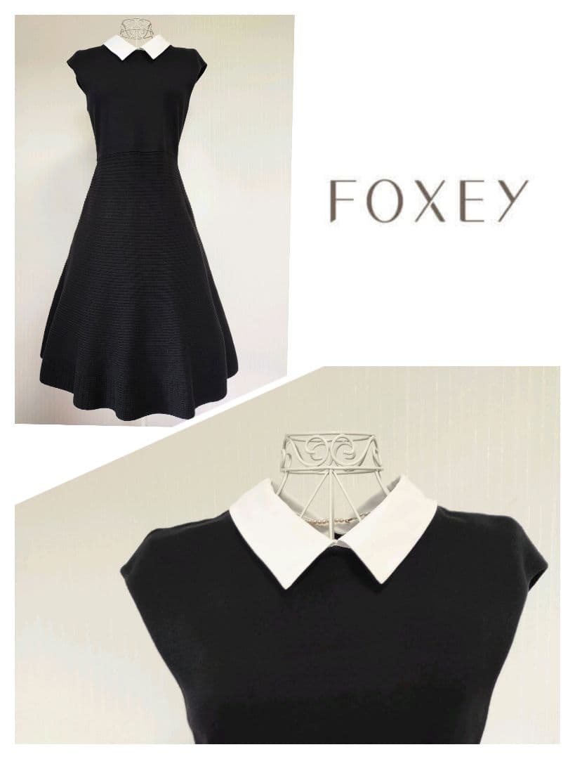 ☆FOXEYフォクシーフレンチノーブル白襟ニットワンピース希少42