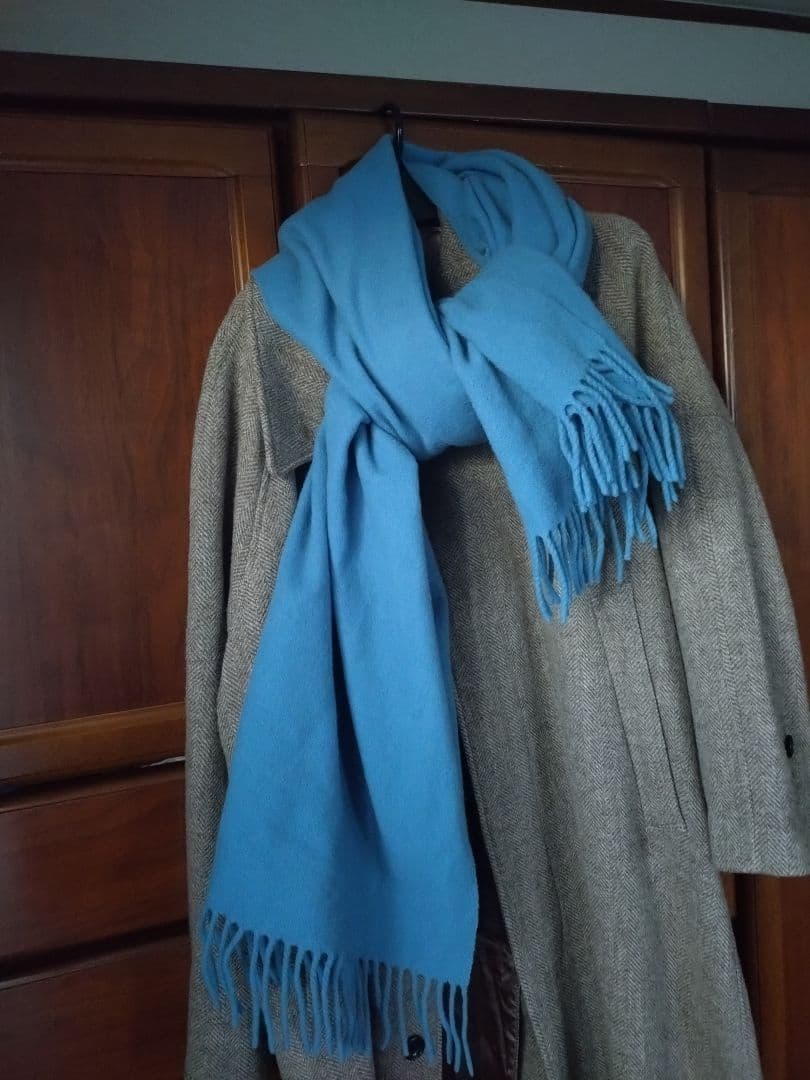 NOLLEYS ヘリンボーン チェスターコート＆ブルーマフラー付き - メルカリ