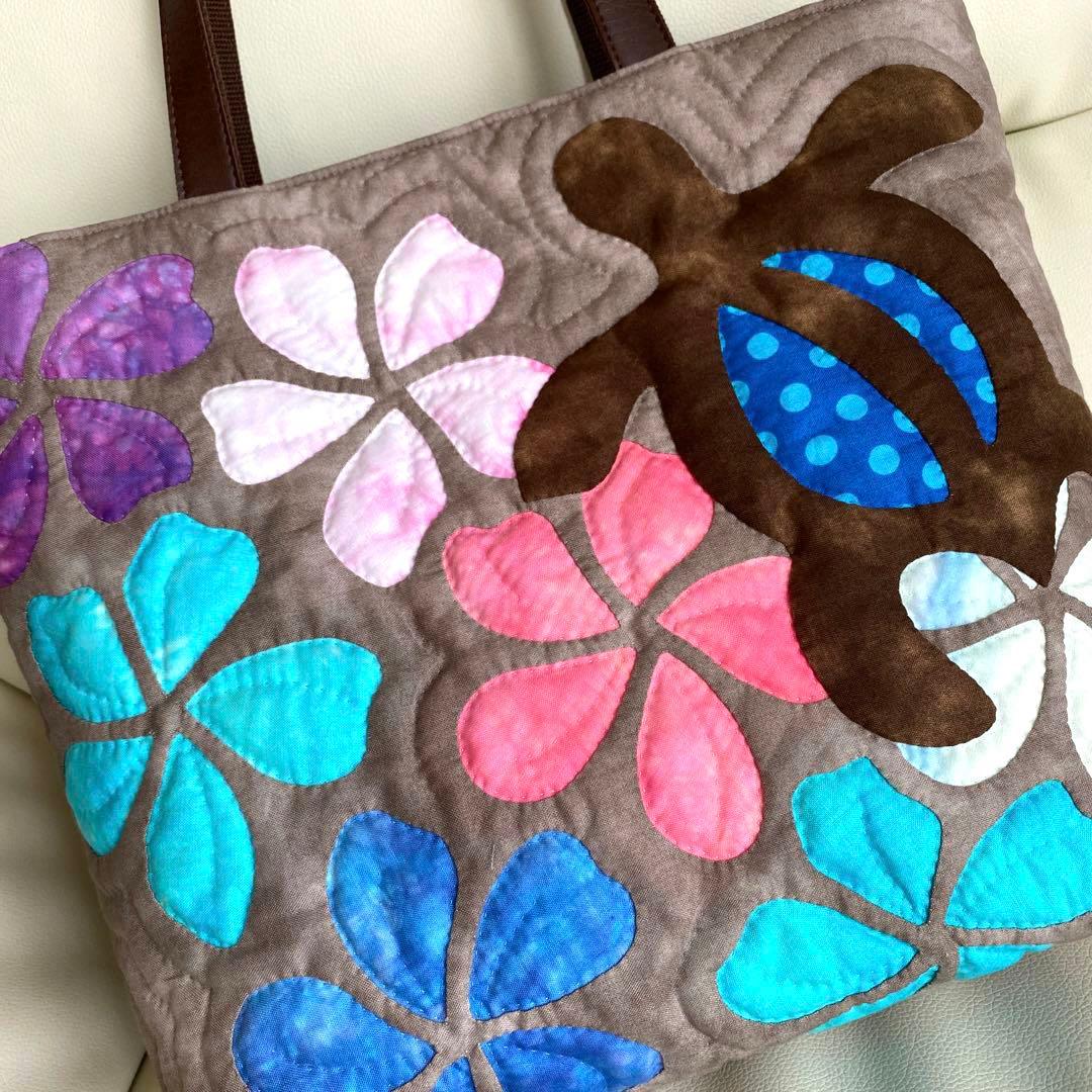 ハワイアンキルト バッグ プルメリア ホヌ 259.ハワイアンキルト