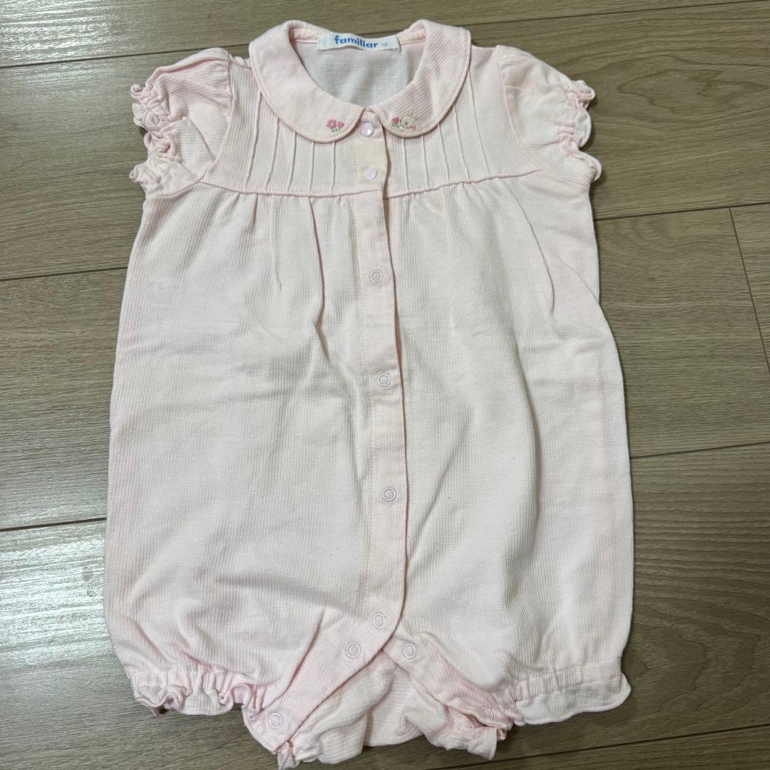 ファミリア ロンパース 60 70 ピンク - メルカリ