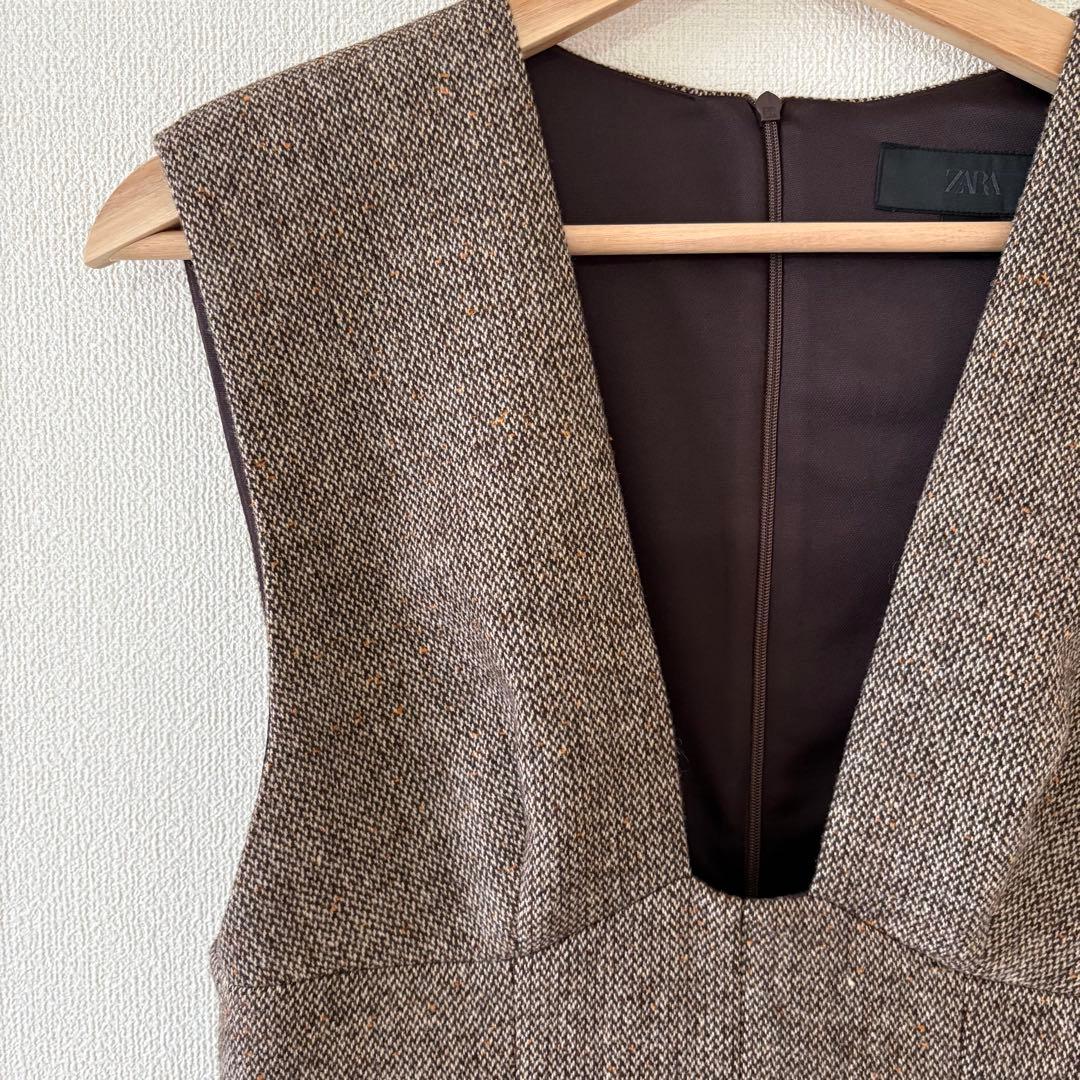 ZARA ウール混ショートワンピース Mサイズ - メルカリ