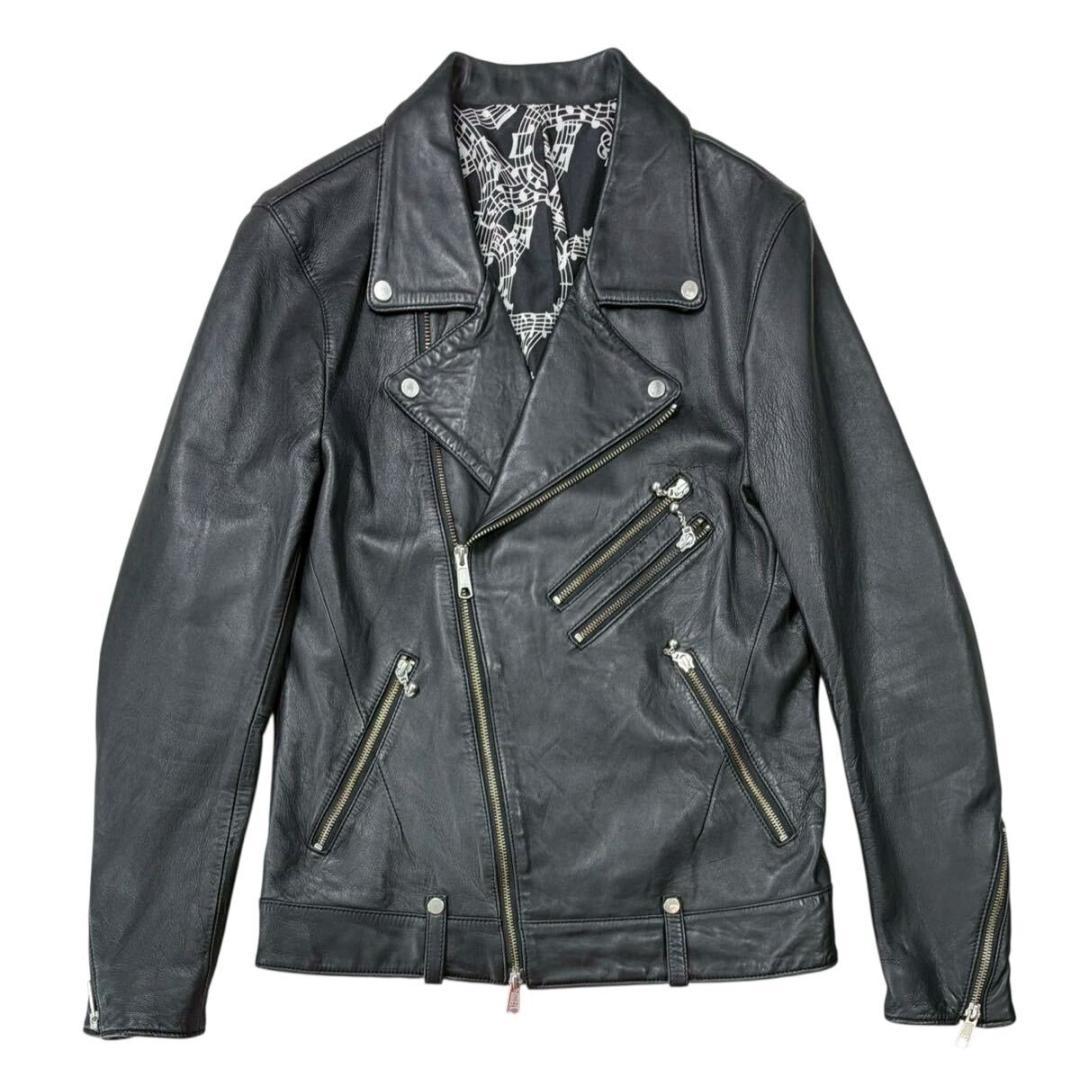 ナンバーナイン シープレザー ダブルライダース ジャケット ブラック 2 NUMBER(N)INE レザーライダースジャケット 黒 ブラック 2