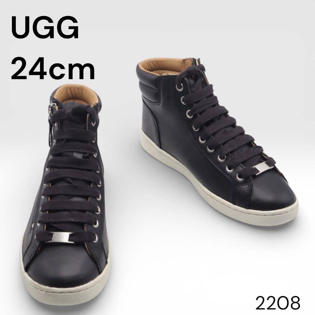 UGG アグ　スニーカー　ハイカット　レザー　ブラック　2208 美品】UGG アグ 22 スニーカー ハイカット レザー ブラック｜Yahoo
