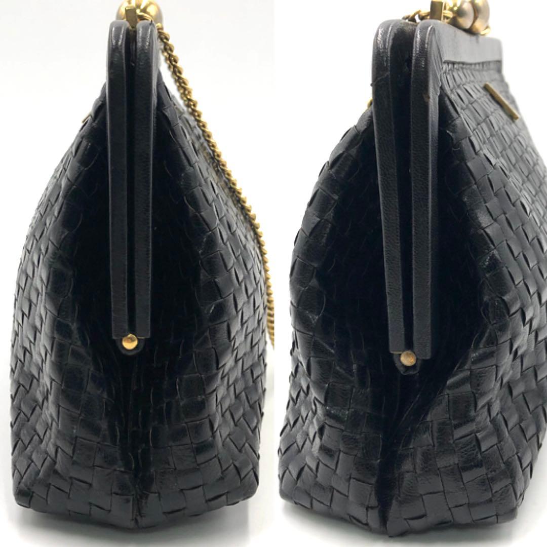 希少 美品 フェンディ がま口 チェーン ワンショルダーバッグ レザー