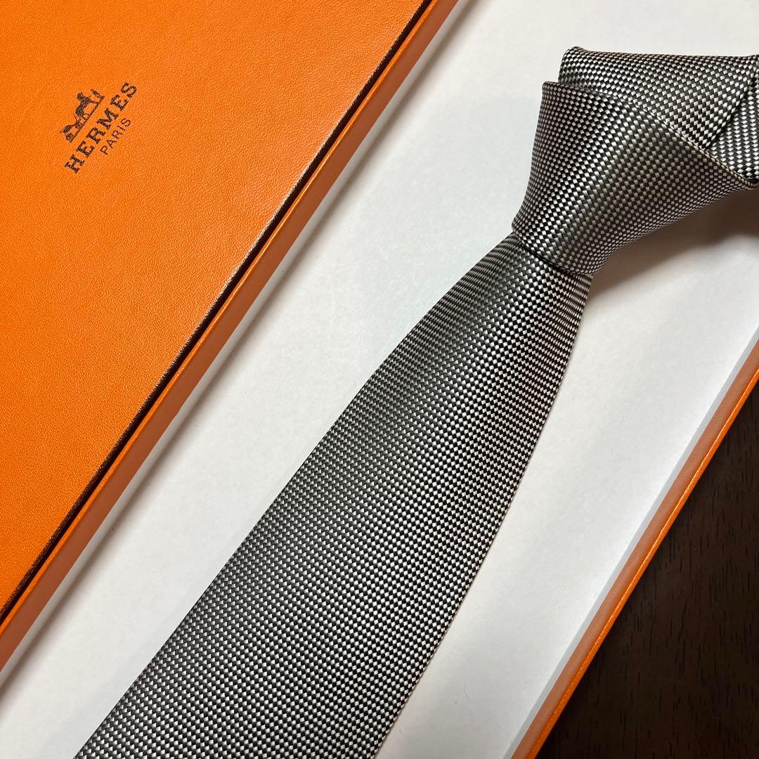 エルメス ネクタイ 銀シルバー シルクジャガード 結婚式 - メルカリ