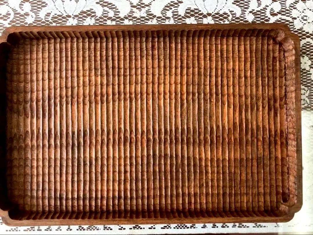 我谷盆風 隅入角盆 超大盤 ケヤキ材 手彫り 約46×30×2.5cm - メルカリ