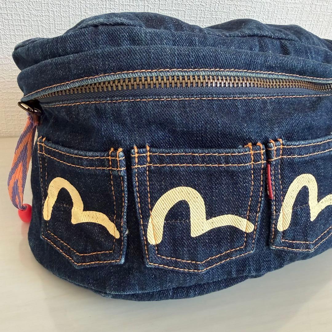 エヴィス ウエストポーチ ボディバッグ デニム インディゴ 5連カモメ