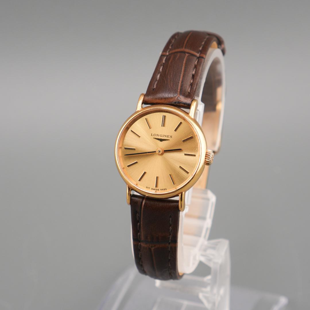 稼働 LONGINES ラウンド ゴールド 腕時計 新品電池 新品ベルト 手巻き