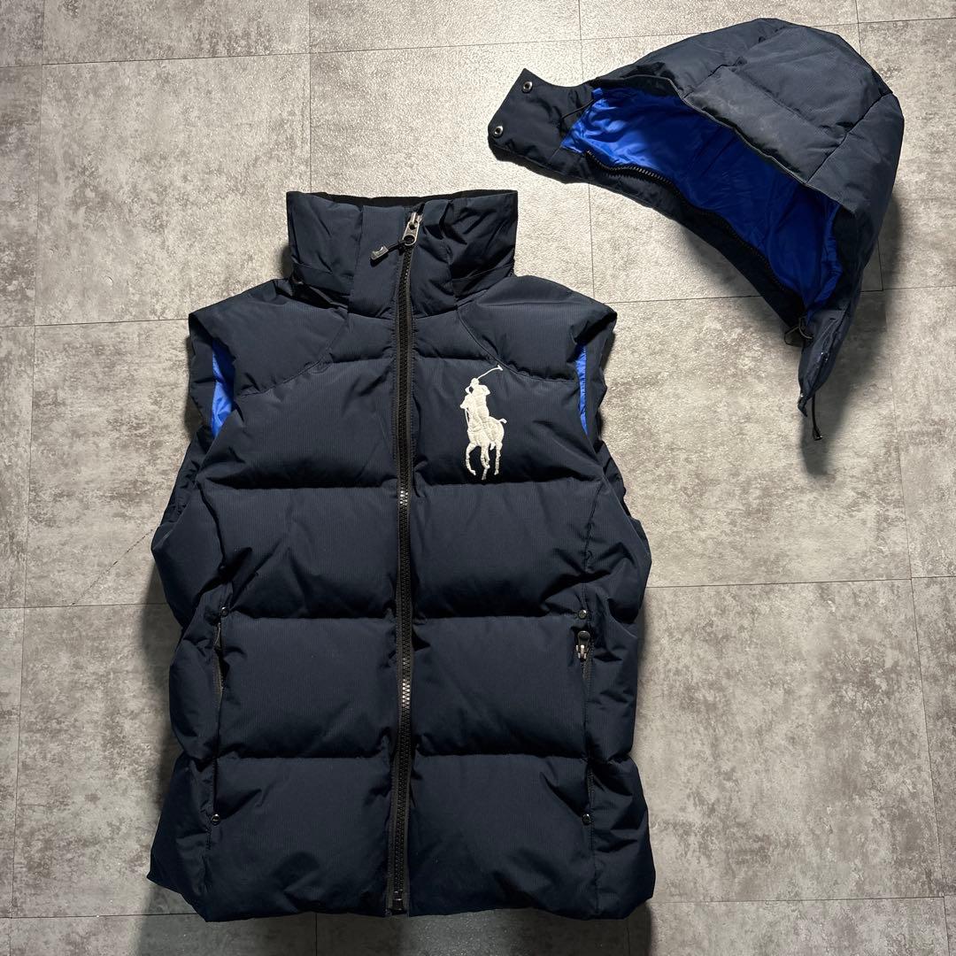ラルフローレン ビッグポニー 2way ダウンベスト ネイビー ドローコード