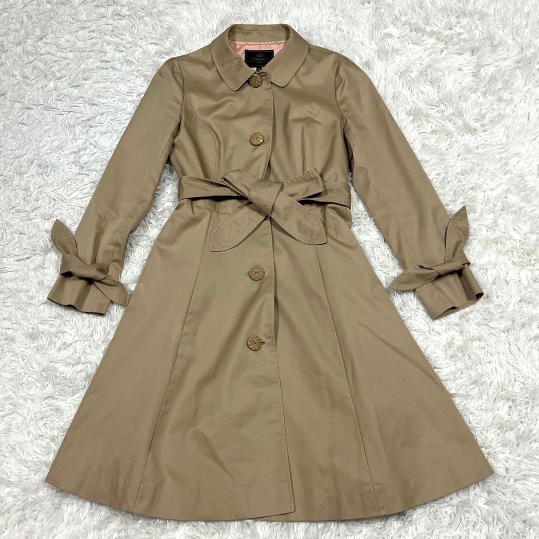 極美品✨TOCCA トレンチコート ミディロング リボンベルトAライン