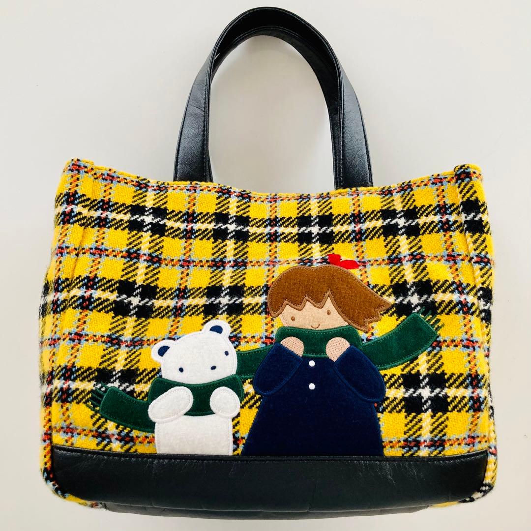 ファミリア トートバッグ ファミリアショー限定 イエローチェック マチ