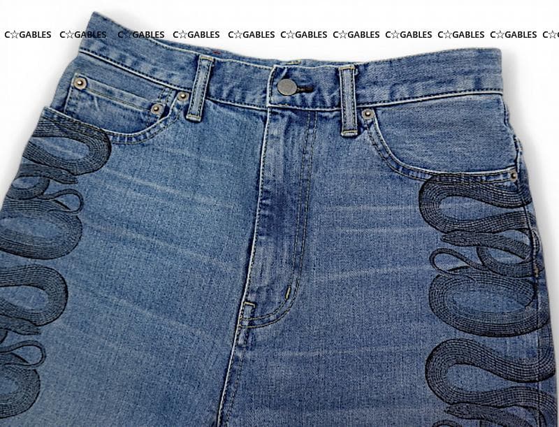 ヒステリックグラマー スネークループ SNAKE LOOP柄 デニムフレア