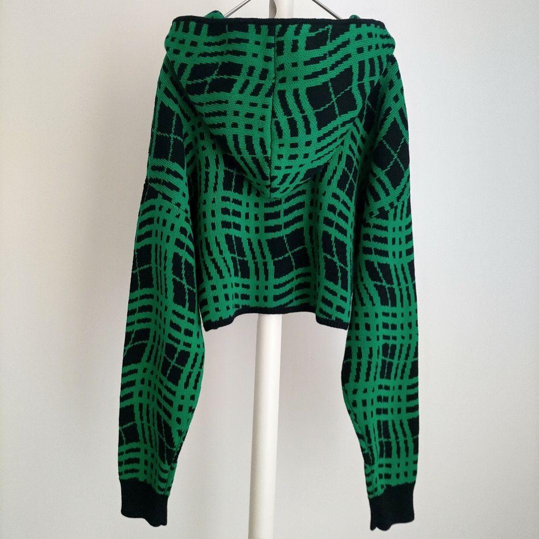 新品】PAMEO POSE パメオポーズ グリーンチェック ニット フーディー