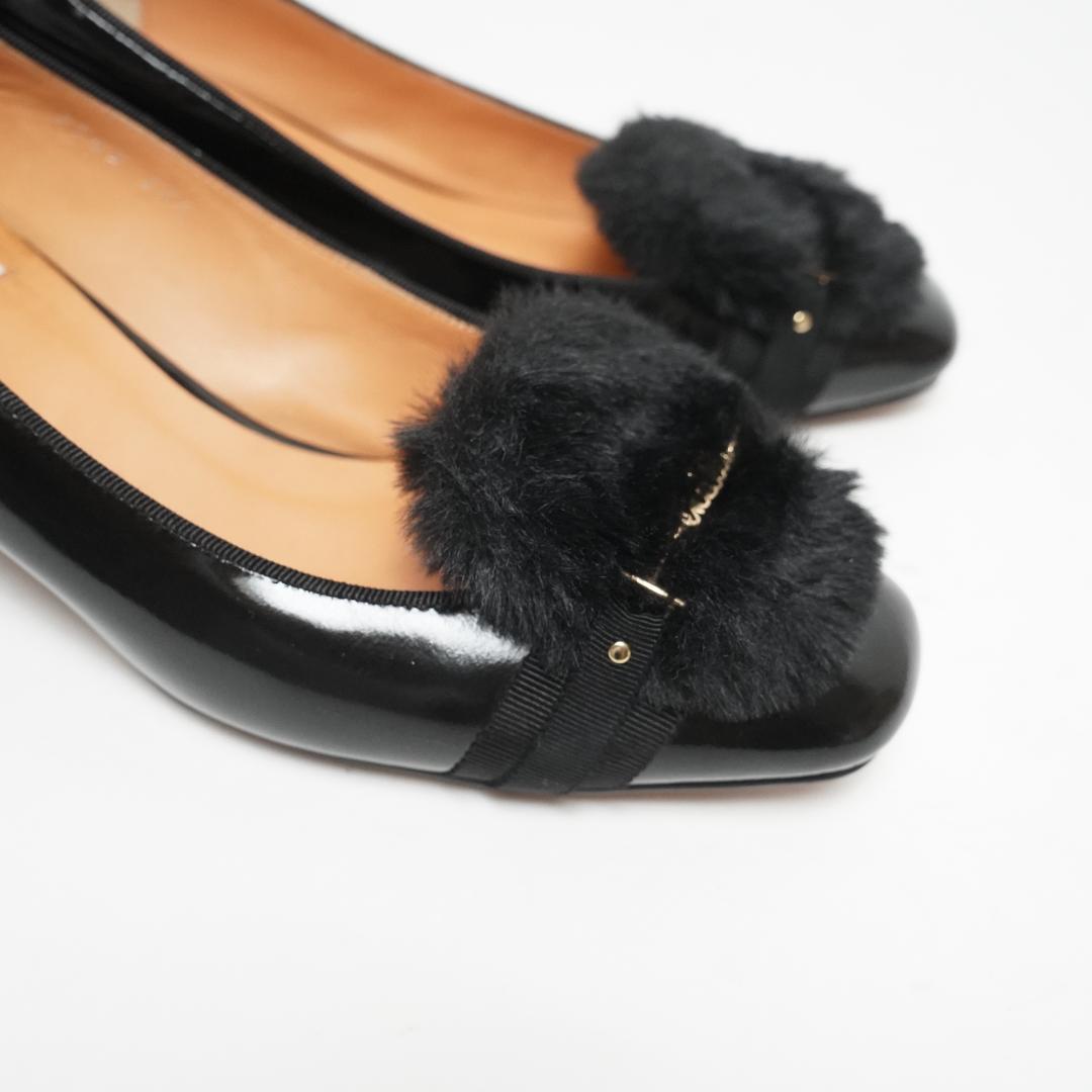 【美品】ランバンオンブルー パンプス ファー エナメル モチーフ 23.5cm