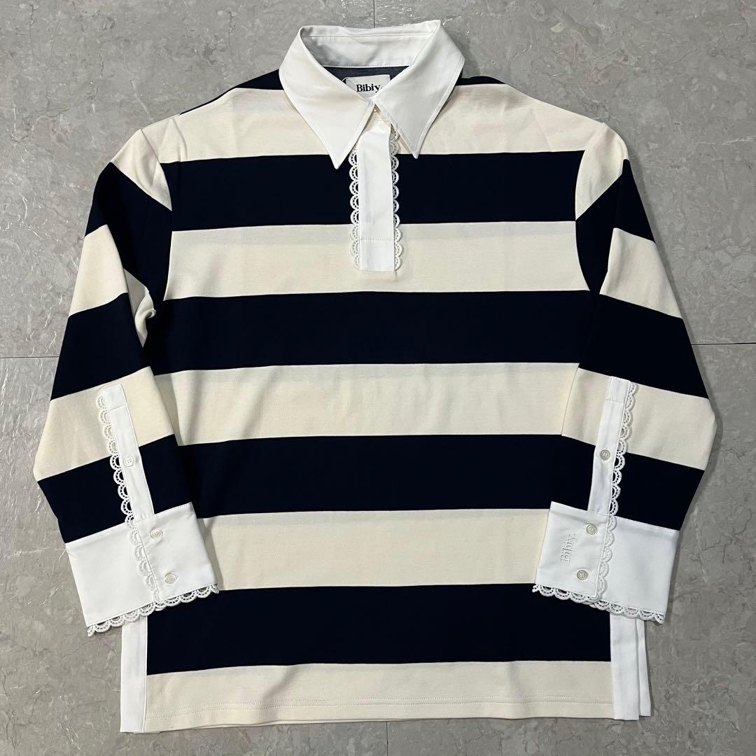 新品未使用】Bibiy. ボーダー柄長袖トップス ラガーシャツ - メルカリ