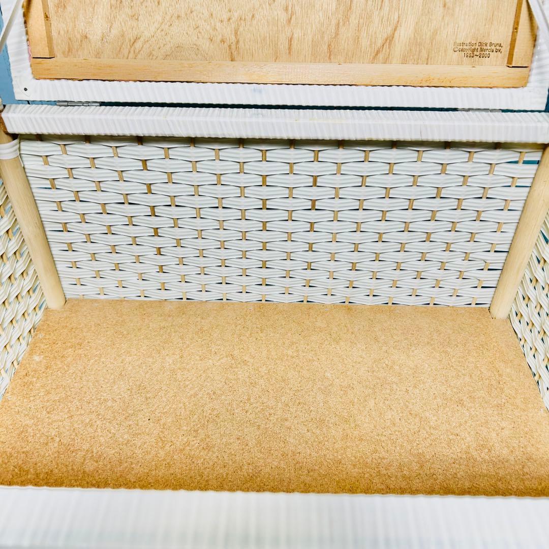 ミッフィー ピンク 籐ラタン 大型 蓋付 バスケット3段 昭和レトロ レア