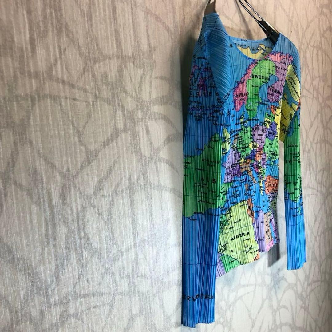 イッセイミヤケ プリーツプリーズ ロンT トップス 世界地図 - メルカリ