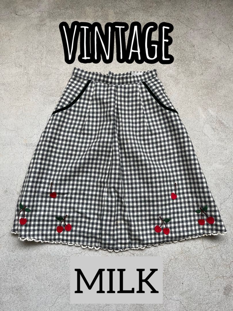 【美品】MILK ビンテージ　スカート　千鳥格子 スカート 千鳥格子 チェック[品番：JRKW0004551]｜shoppinggo