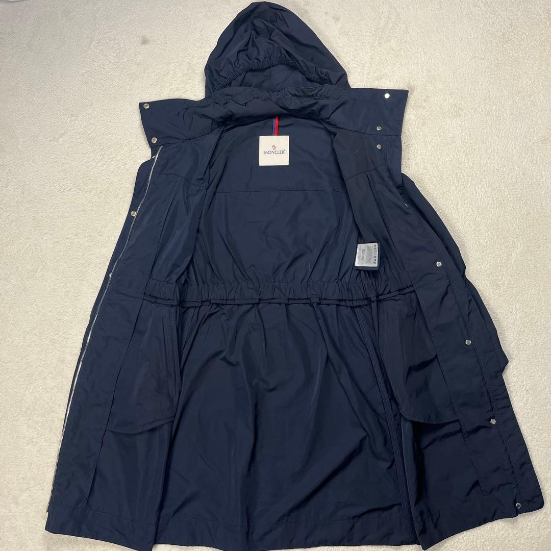 美品 モンクレール マラカイト ナイロン ロングコート 2way フード付 S