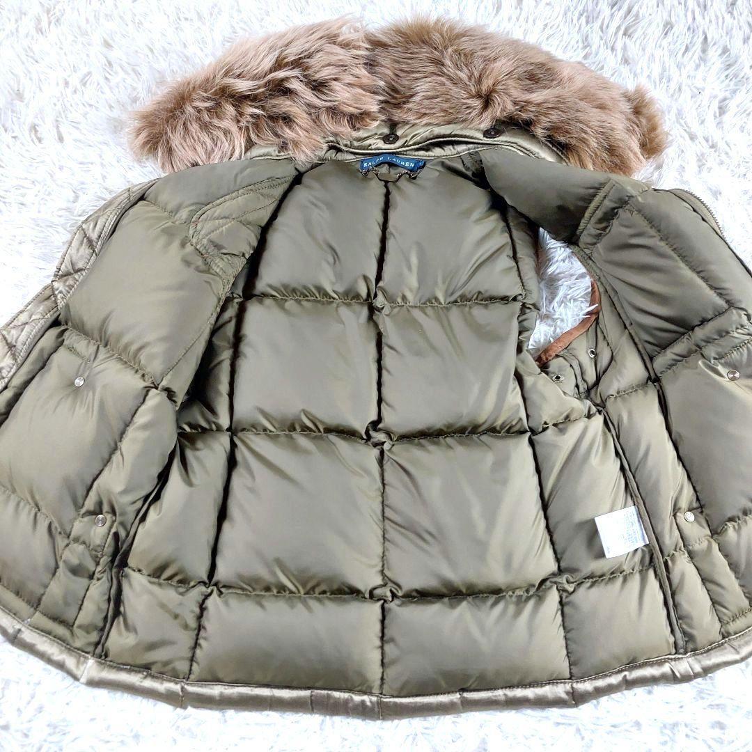 ラルフローレン 襟ファー レザー スエード切替え ダウンベスト