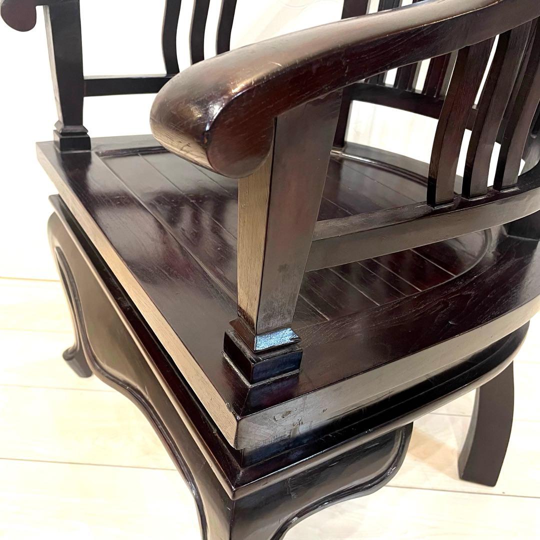 希少・美品】唐木家具 天然木 曲木 猫脚 彫刻 アンティーク 肘掛け