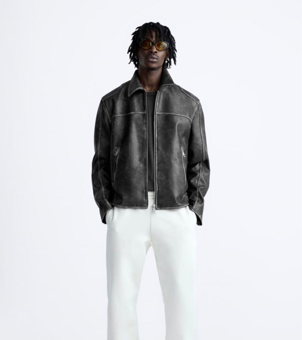 ZARA グラデーションフェイクレザージャケット - メルカリ