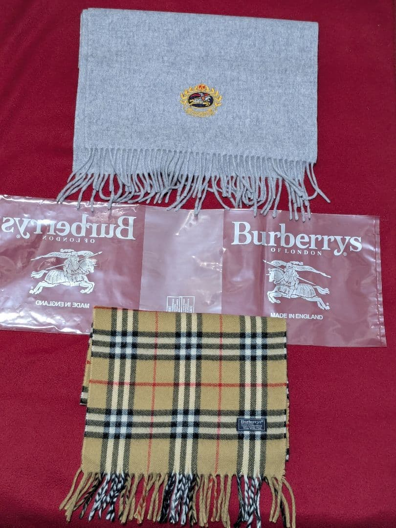 バーバリー/グレー・ショール、ストール、マフラー×ノバチェックマフラー・ロゴ袋付 バーバリーノバチェックマフラーストールショールスカーフ灰色グレー