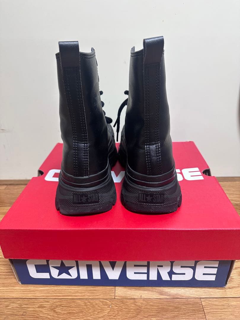 【美品】コンバース ハイカットスニーカー 黒　厚底/(24.5cm)
