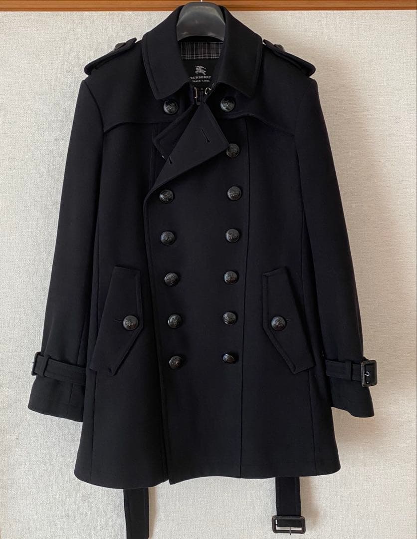 バーバリーブラックレーベル ナポレオンコートカシミヤ混 ホースロゴ