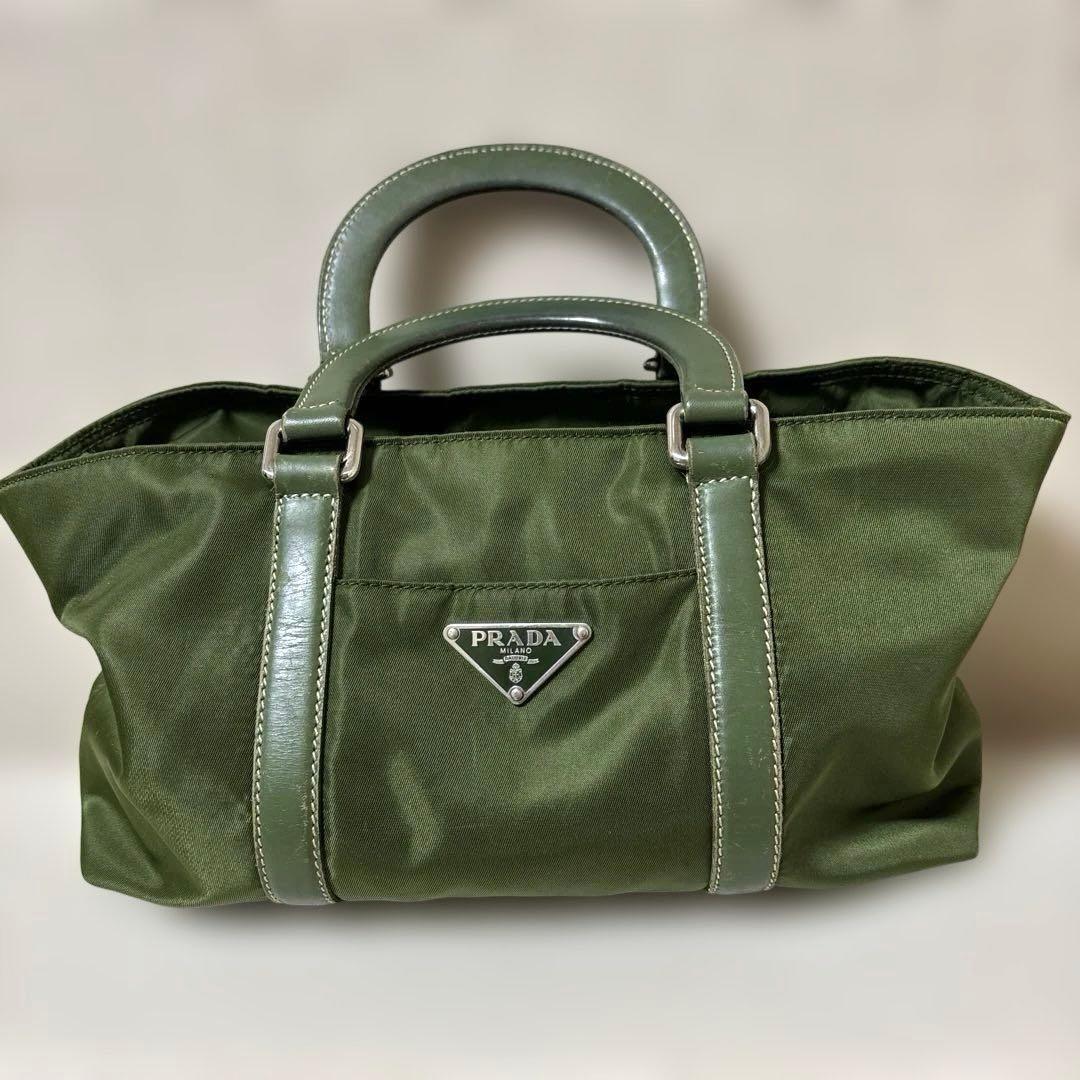 PRADA ナイロントートバッグ オリーブグリーン 2way - メルカリ