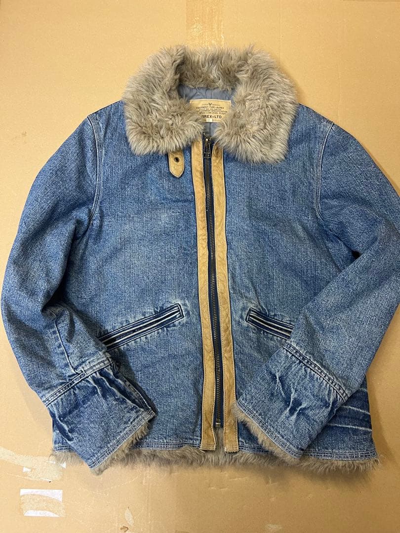AVIREXアビレックス Gジャンデニムジャケット 襟袖ボア付き ヒジテツ様