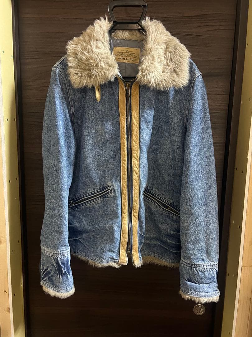 AVIREXアビレックス Gジャンデニムジャケット 襟袖ボア付き ヒジテツ様