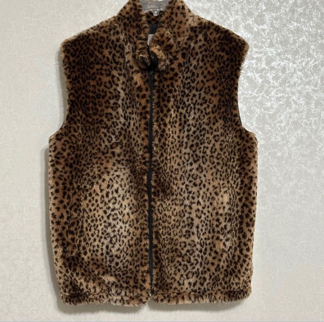 vintage leopard far vest 80s〜90s Vintage 90s Leather Leopard Print Vest,90s Safari Vest,vintage