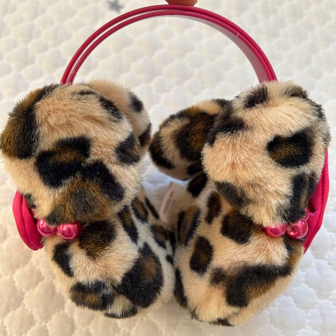 8504】東京ディズニーリゾート ヒョウ柄イヤーマフ 豹柄 ピンクリボン