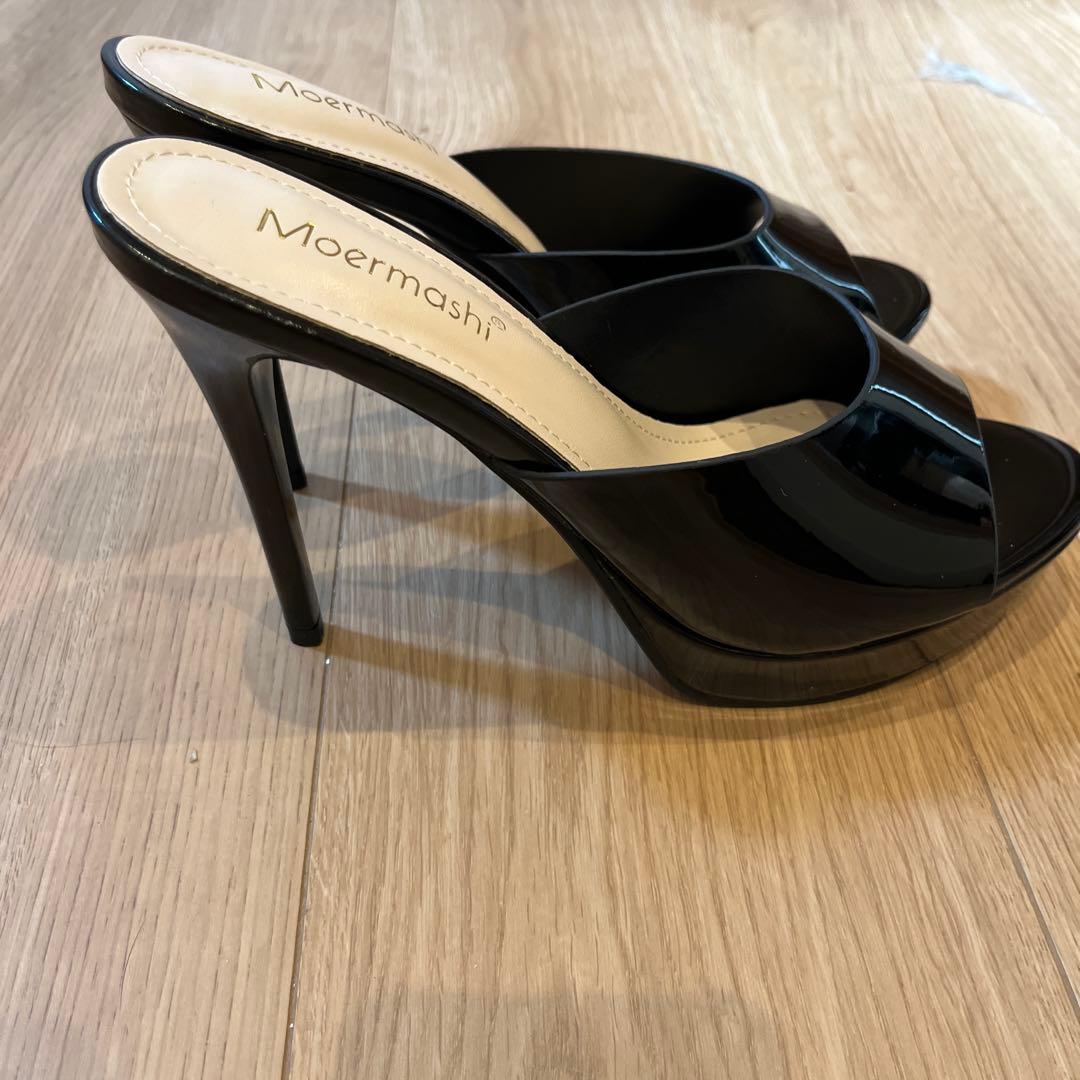 Moermashi ブラック ハイヒール オープントゥ - メルカリ