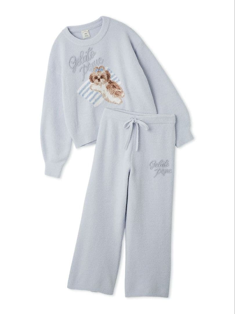 ジェラートピケ シーズージャガードプルオーバー ロングパンツセット gelato pique（ジェラートピケ） パジャマ ルームウェア 「ONLINE限定